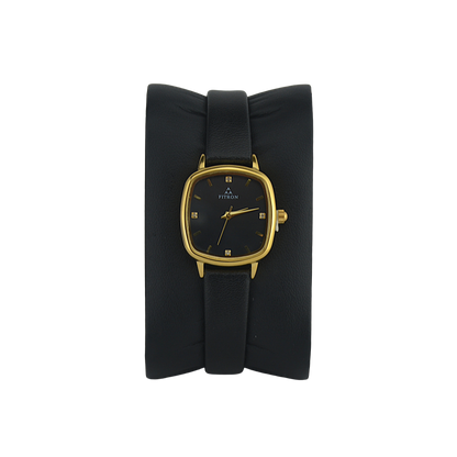 FITRON ROUNDED RECTANGLE 9832L BLACK DIAL - WOMEN'S QUARTZ