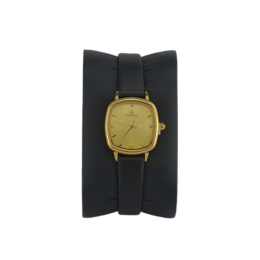 FITRON ROUNDED RECTANGLE 9832L GOLD DIAL - WOMEN'S QUARTZ