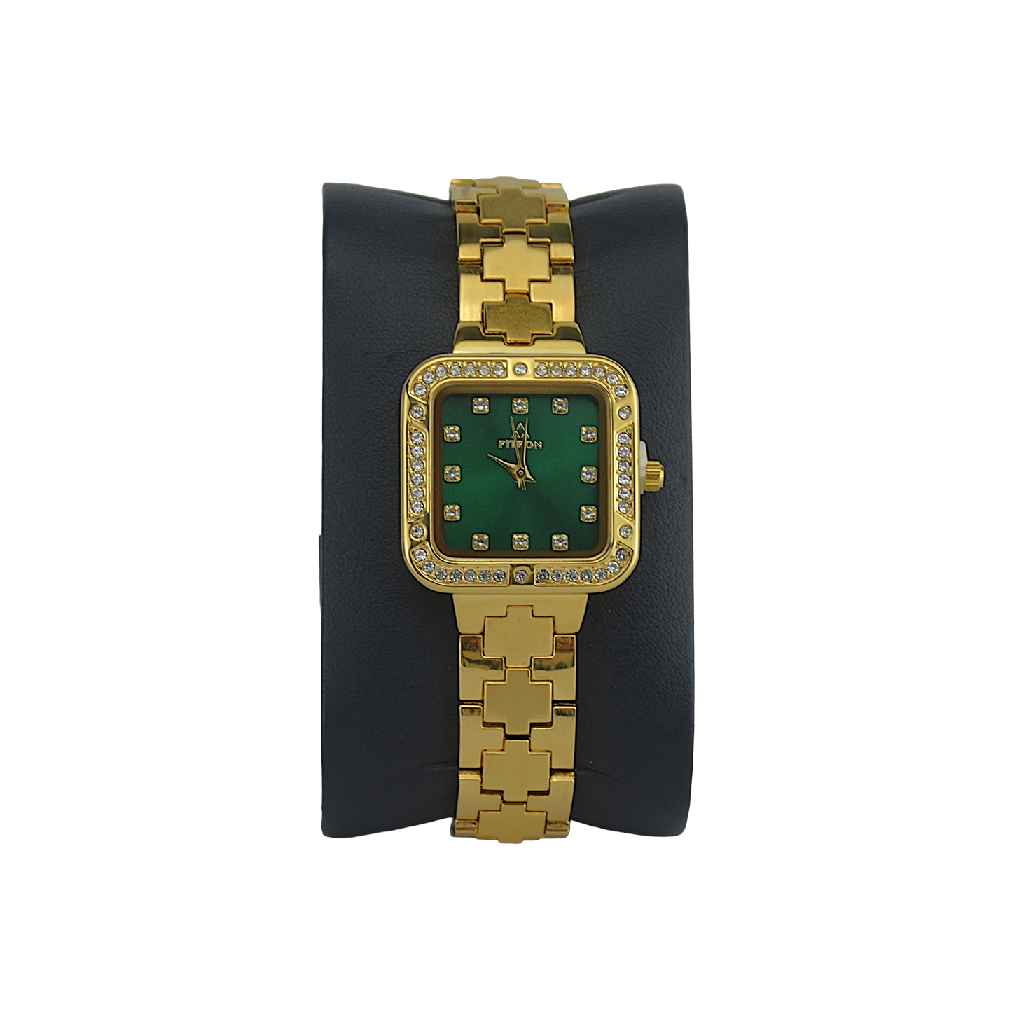 FITRON SQUARE WITH PREMIUM CRYSTALS 9962L GREEN DIAL - WOMEN'S QUARTZ