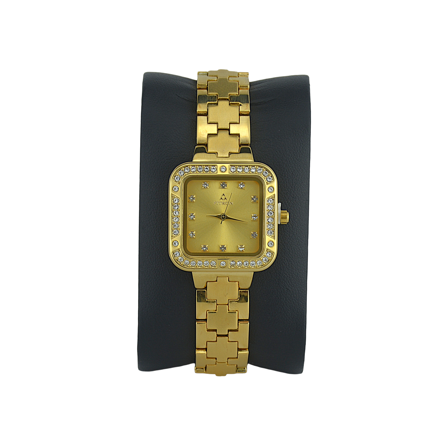 FITRON SQUARE WITH PREMIUM CRYSTALS 9962L GOLD DIAL - WOMEN'S QUARTZ