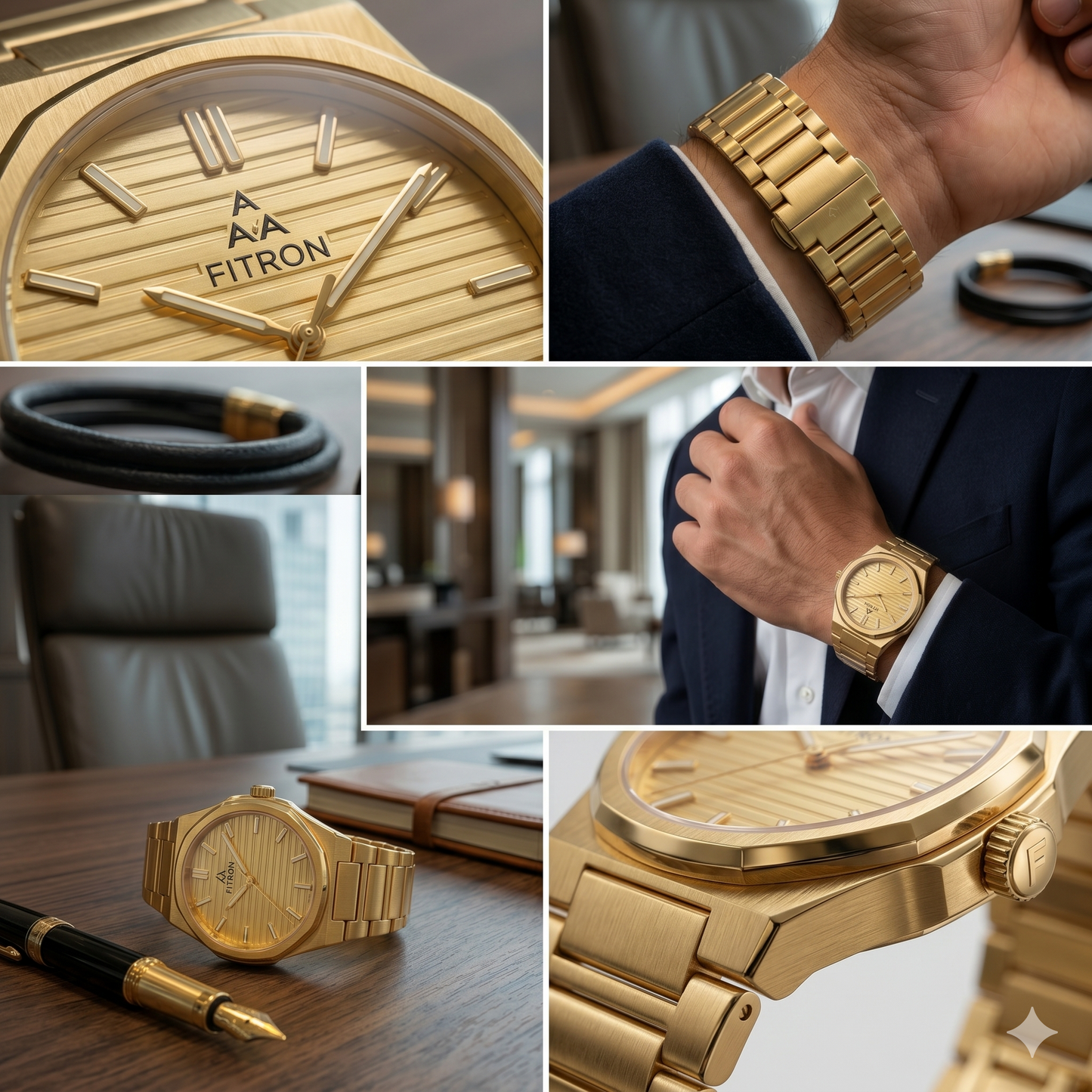 FITRON PP THIN BATTERY 6034M GOLD DIAL - MEN'S QUARTZ