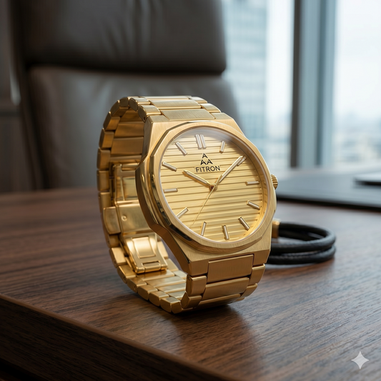FITRON PP THIN BATTERY 6034M GOLD DIAL - MEN'S QUARTZ