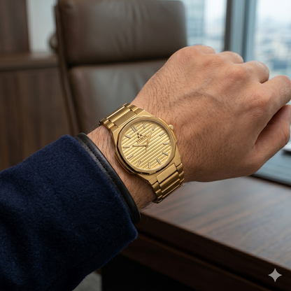 FITRON PP THIN BATTERY 6034M GOLD DIAL - MEN'S QUARTZ
