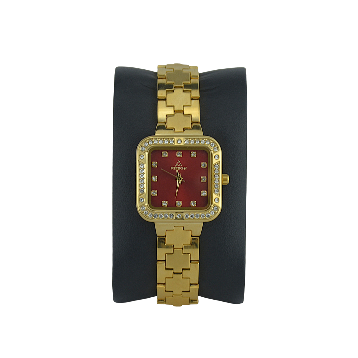 FITRON SQUARE WITH PREMIUM CRYSTALS 9962L RED DIAL - WOMEN'S QUARTZ