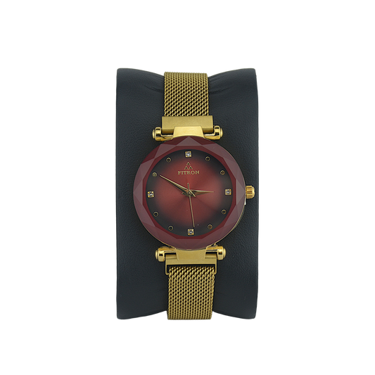 FITRON BIG MAGNETIC 9141L RED DIAL - WOMEN'S QUARTZ