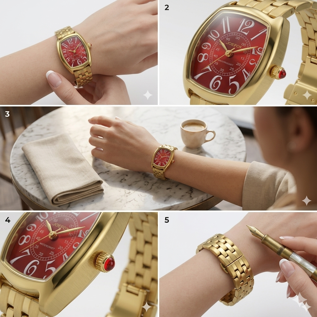 JOEFOX TONNEAU STYLE 9120 RED DIAL - WOMEN'S QUARTZ