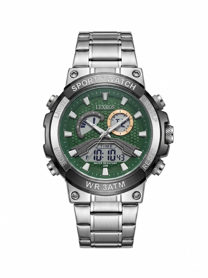 LEXROS WR3ATM/SPORTS WATCH LX-3051G GREEN DIAL - MEN'S QUARTZ