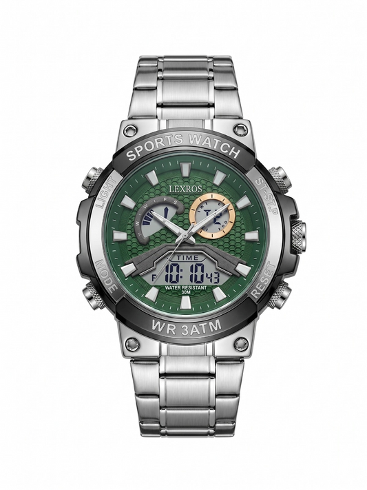 LEXROS WR3ATM/SPORTS WATCH LX-3051G GREEN DIAL - MEN'S QUARTZ