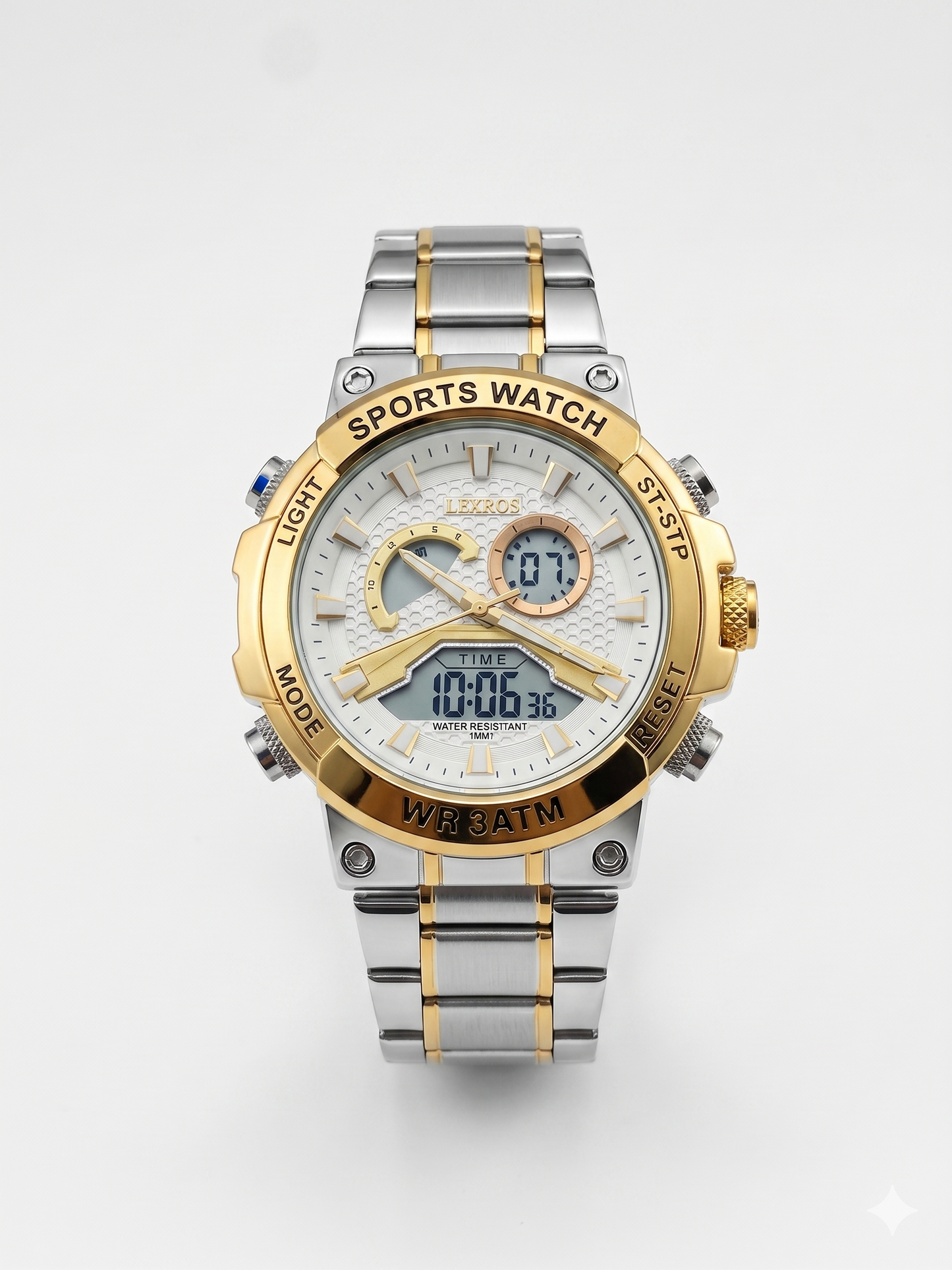 LEXROS WR3ATM/SPORTS WATCH LX-3051G WHITE DIAL - MEN'S QUARTZ