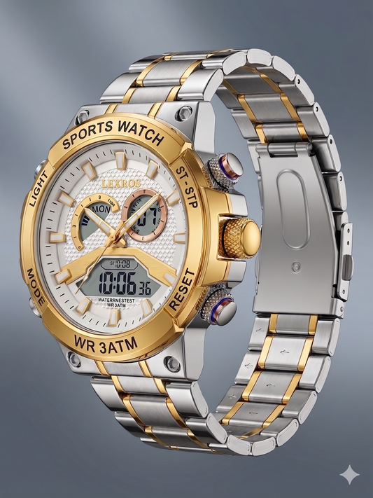 LEXROS WR3ATM/SPORTS WATCH LX-3051G WHITE DIAL - MEN'S QUARTZ