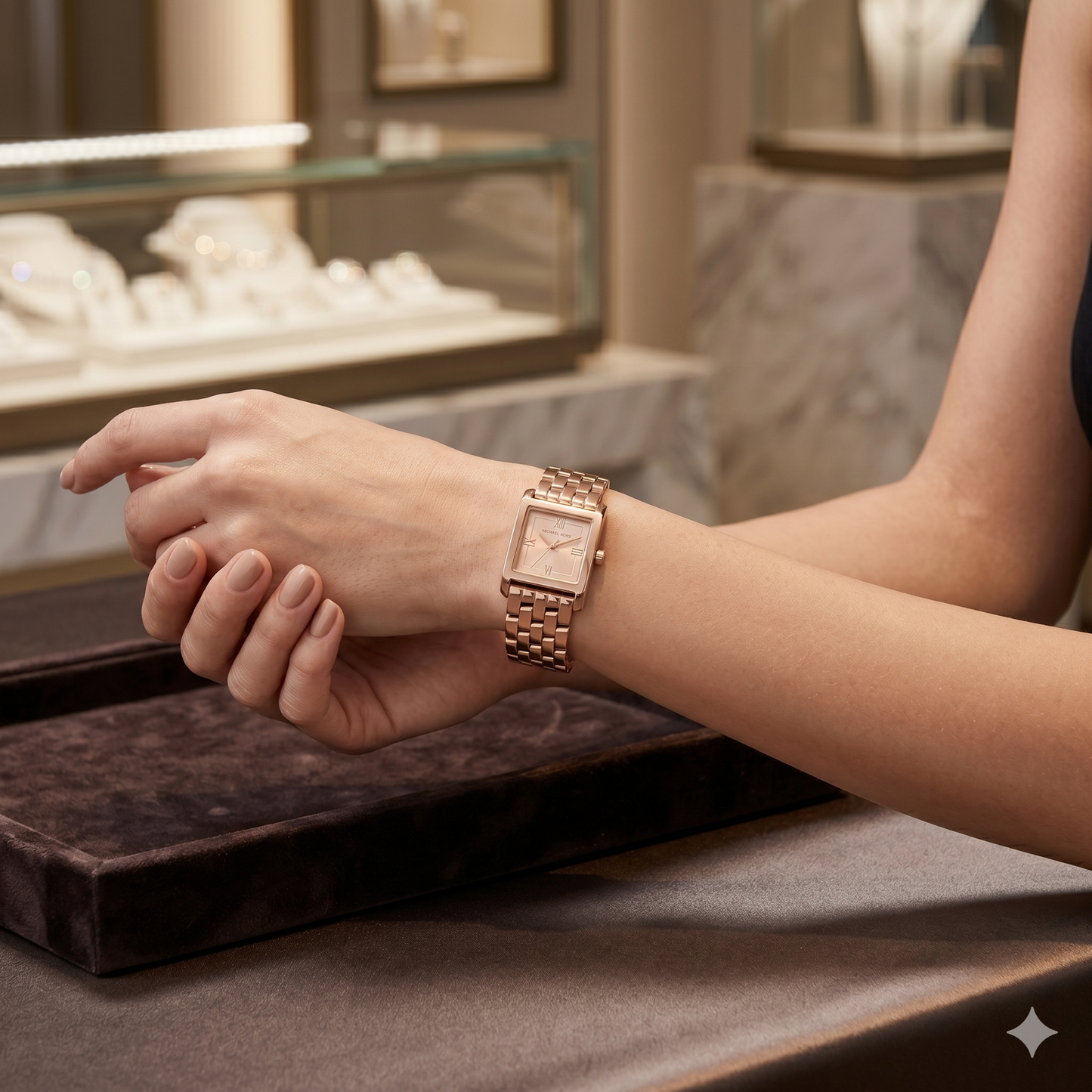 MICHAEL KORS ROMAN SMALL SQUARE 4932 ROSE-GOLD DIAL - WOMEN'S QUARTZ