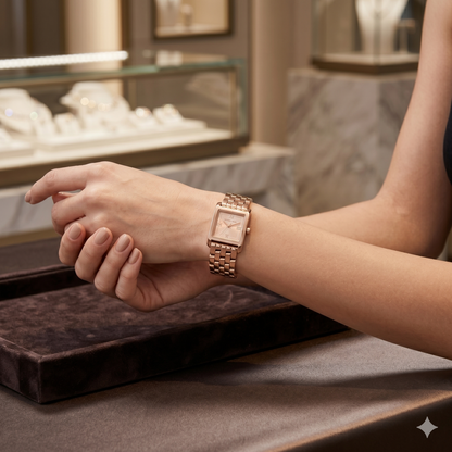 MICHAEL KORS ROMAN SMALL SQUARE 4932 ROSE-GOLD DIAL - WOMEN'S QUARTZ