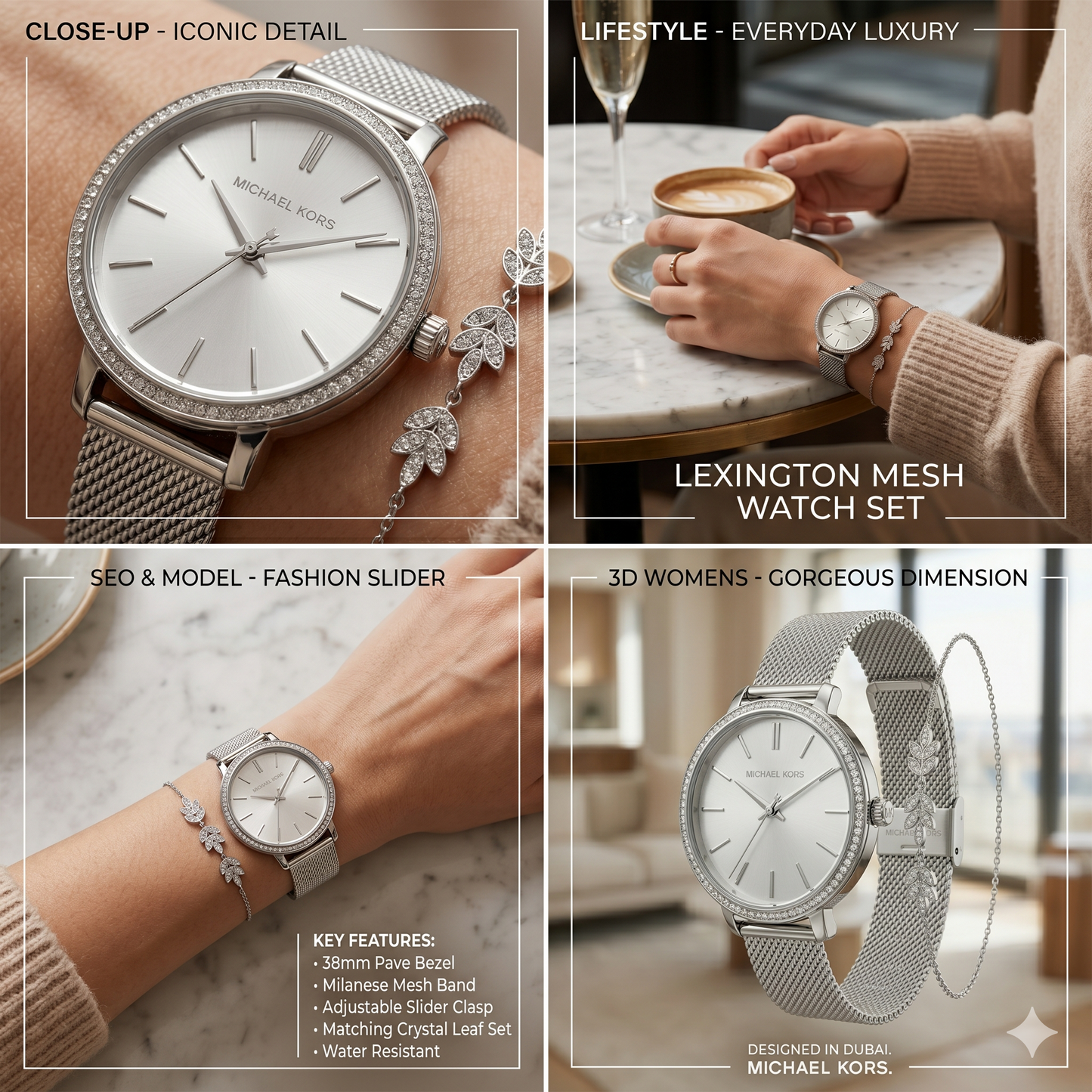 MICHAEL KORS CIRCLE WITH DIAMONDS MK3783 SILVER DIAL - WOMEN'S QUARTZ