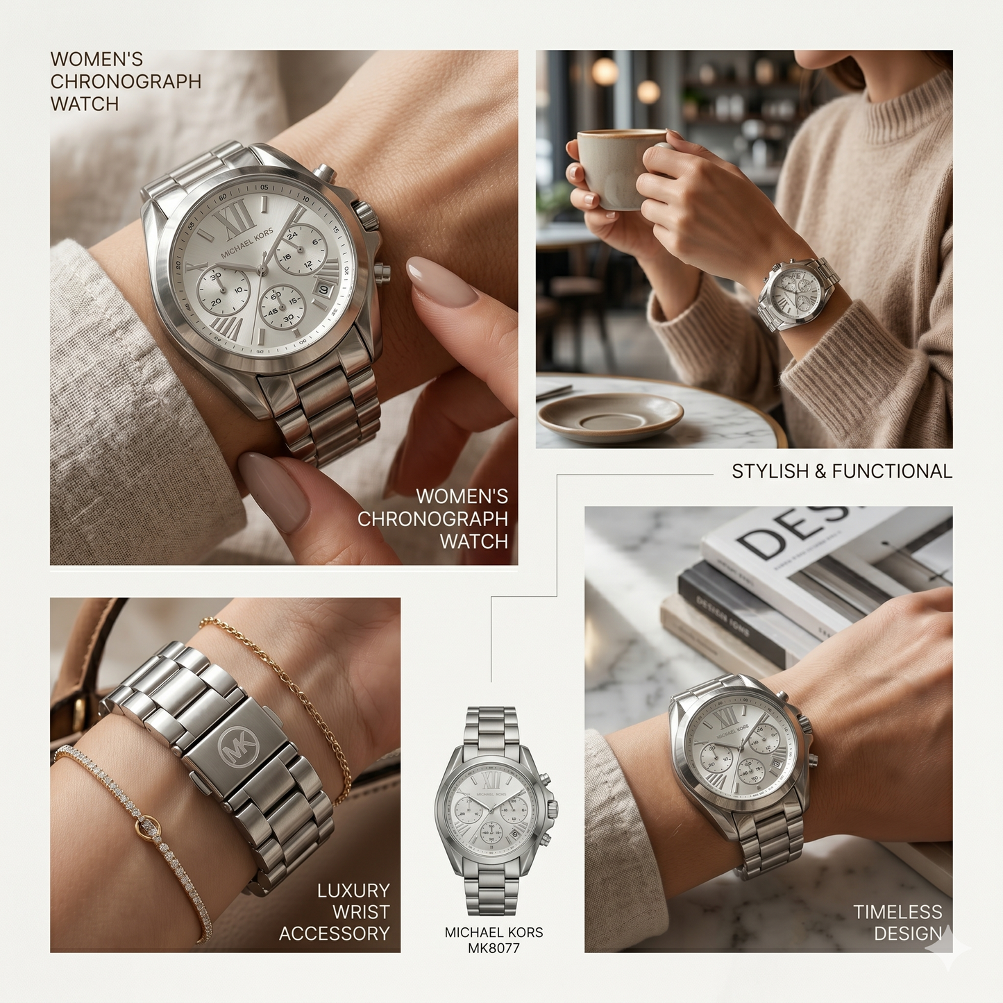 MICHAEL KORS CHRONO MK6174 SILVER DIAL - WOMEN'S QUARTZ