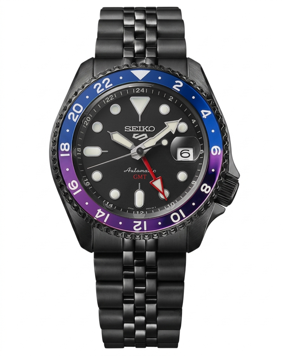SEIKO 5 GMT YUTO SSK027 BLACK DIAL - MEN'S AUTOMATIC