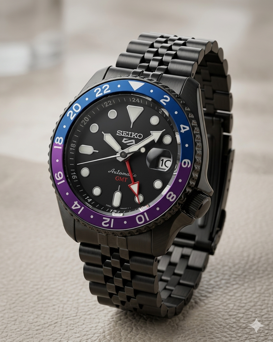 SEIKO 5 GMT YUTO SSK027 BLACK DIAL - MEN'S AUTOMATIC