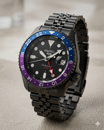SEIKO 5 GMT YUTO SSK027 BLACK DIAL - MEN'S AUTOMATIC