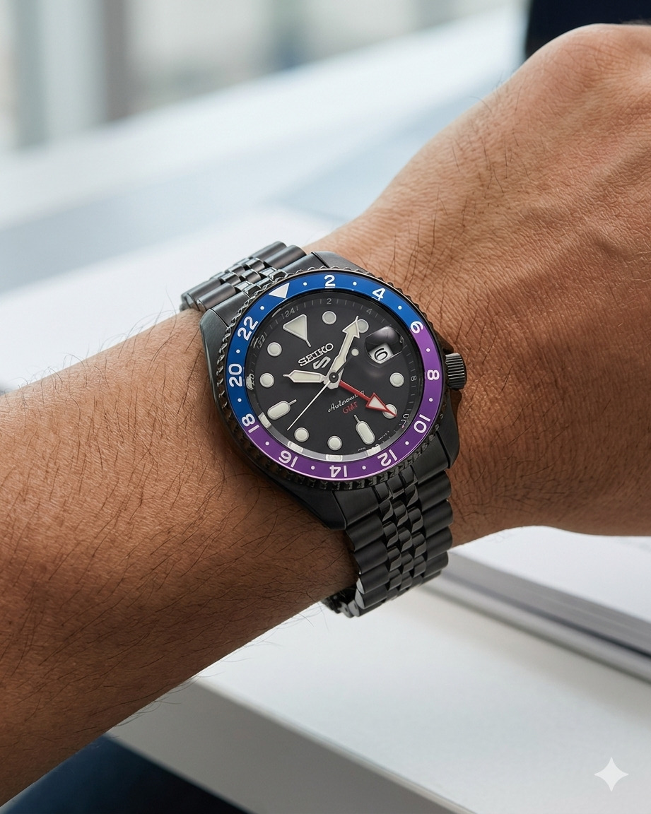 SEIKO 5 GMT YUTO SSK027 BLACK DIAL - MEN'S AUTOMATIC