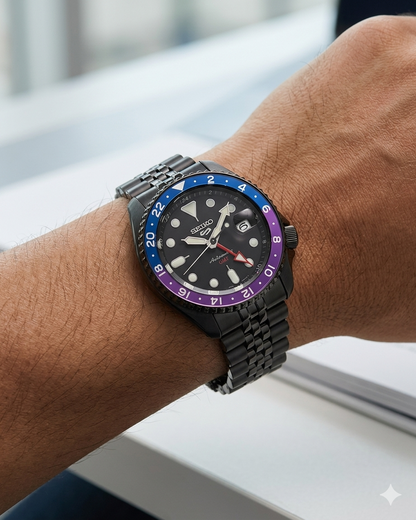 SEIKO 5 GMT YUTO SSK027 BLACK DIAL - MEN'S AUTOMATIC