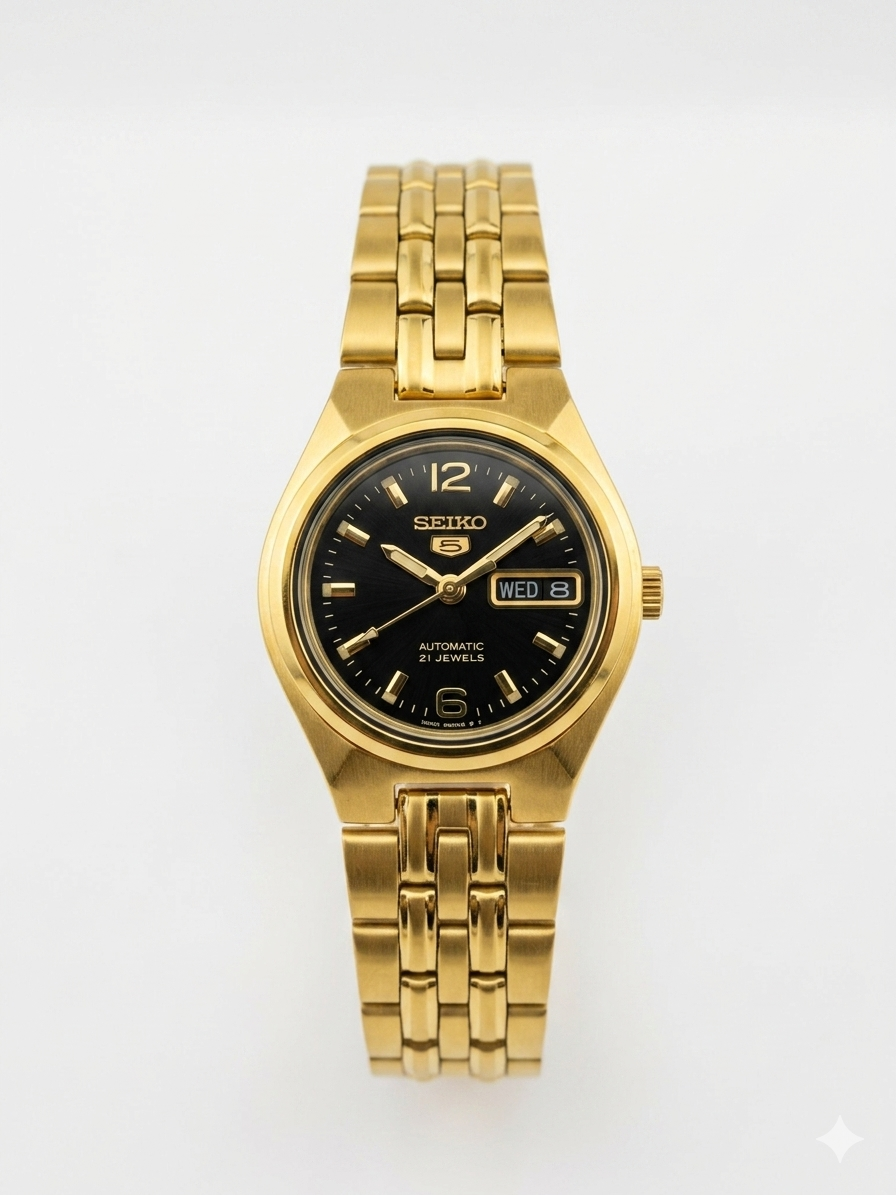 SEIKO 21 JEWELS SYMK38K1 BLACK DIAL - WOMEN'S AUTOMATIC