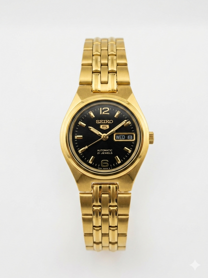 SEIKO 21 JEWELS SYMK38K1 BLACK DIAL - WOMEN'S AUTOMATIC