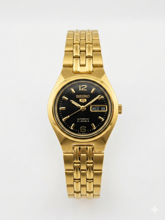 SEIKO 21 JEWELS SYMK38K1 BLACK DIAL - WOMEN'S AUTOMATIC