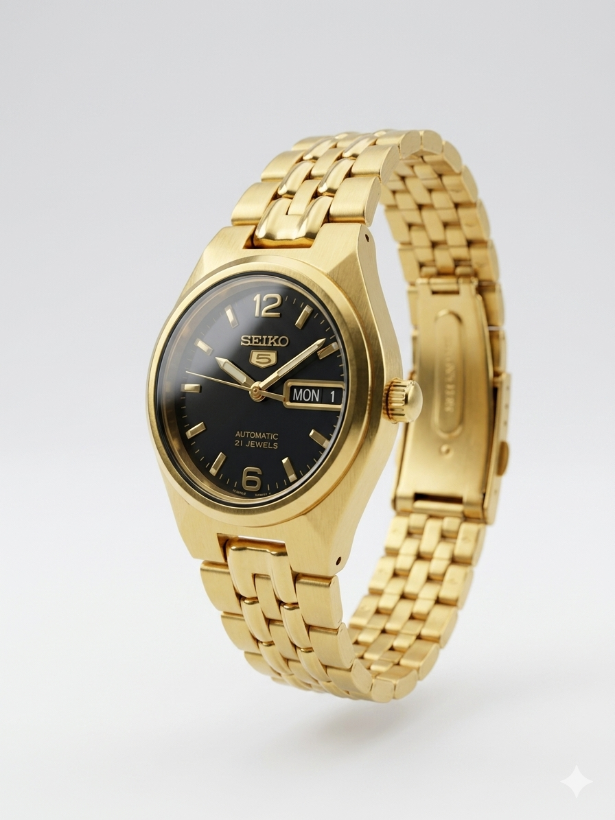 SEIKO 21 JEWELS SYMK38K1 BLACK DIAL - WOMEN'S AUTOMATIC