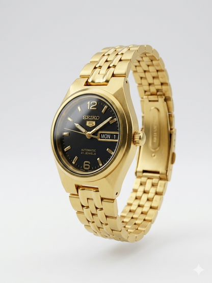 SEIKO 21 JEWELS SYMK38K1 BLACK DIAL - WOMEN'S AUTOMATIC