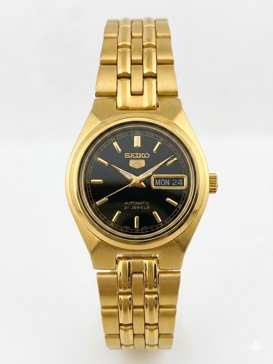 SEIKO 21 JEWELS SYMA06K1 BLACK DIAL - WOMEN'S AUTOMATIC