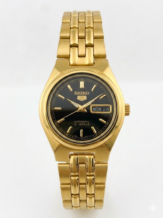 SEIKO 21 JEWELS SYMA06K1 BLACK DIAL - WOMEN'S AUTOMATIC