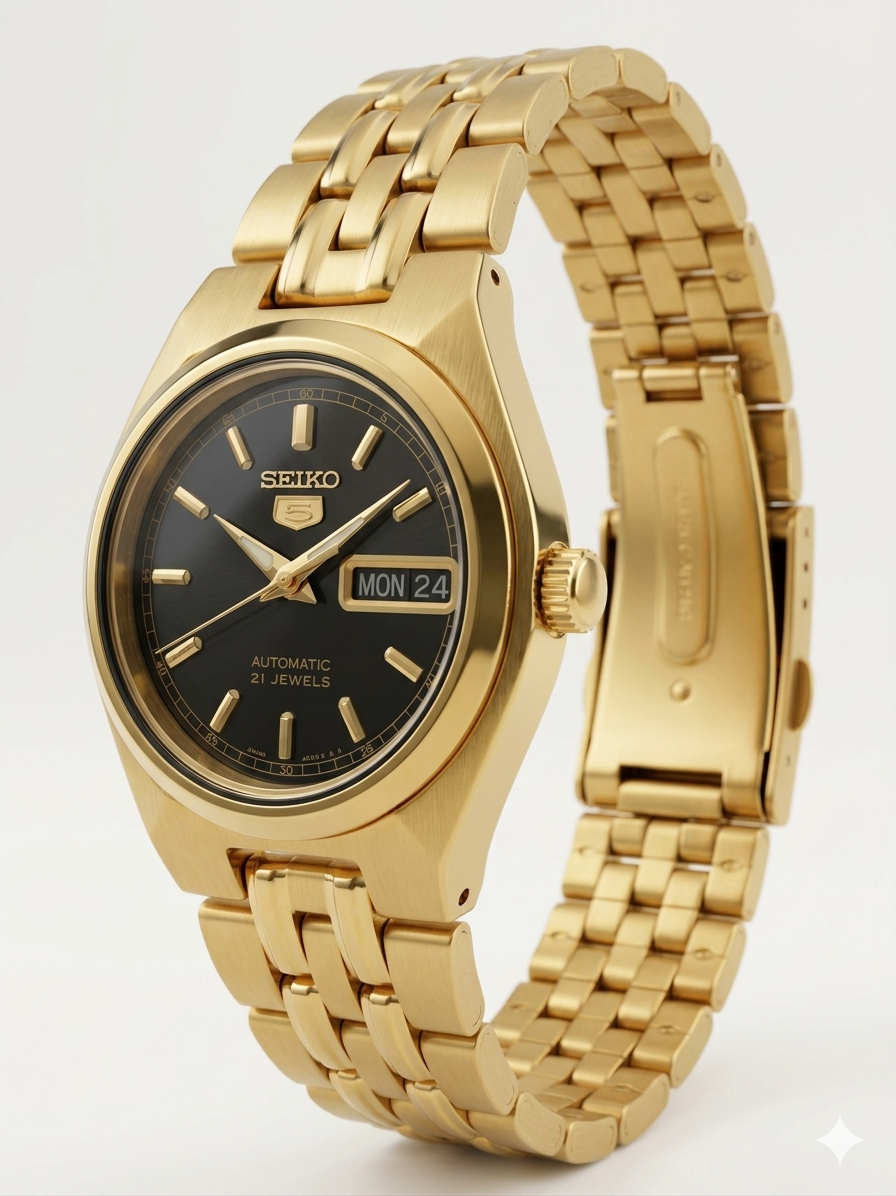 SEIKO 21 JEWELS SYMA06K1 BLACK DIAL - WOMEN'S AUTOMATIC