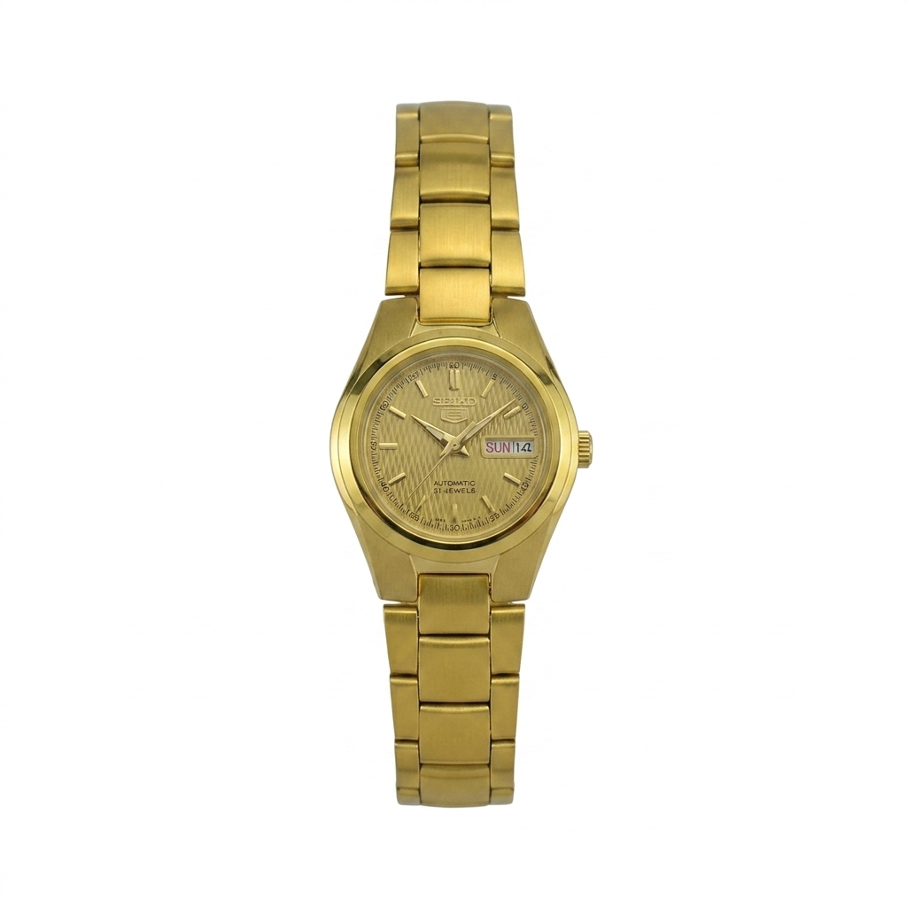 SEIKO 5 21 JEWELS WITH DESIGN SYMC18K1 GOLD DIAL - WOMEN'S AUTOMATIC
