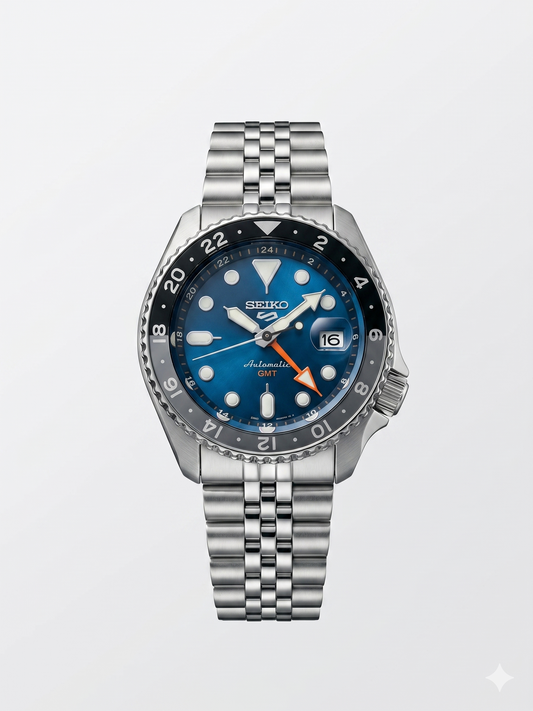 SEIKO 5 GMT VELOCITY BLUE SSK045K1 BLUE DIAL - MEN'S AUTOMATIC