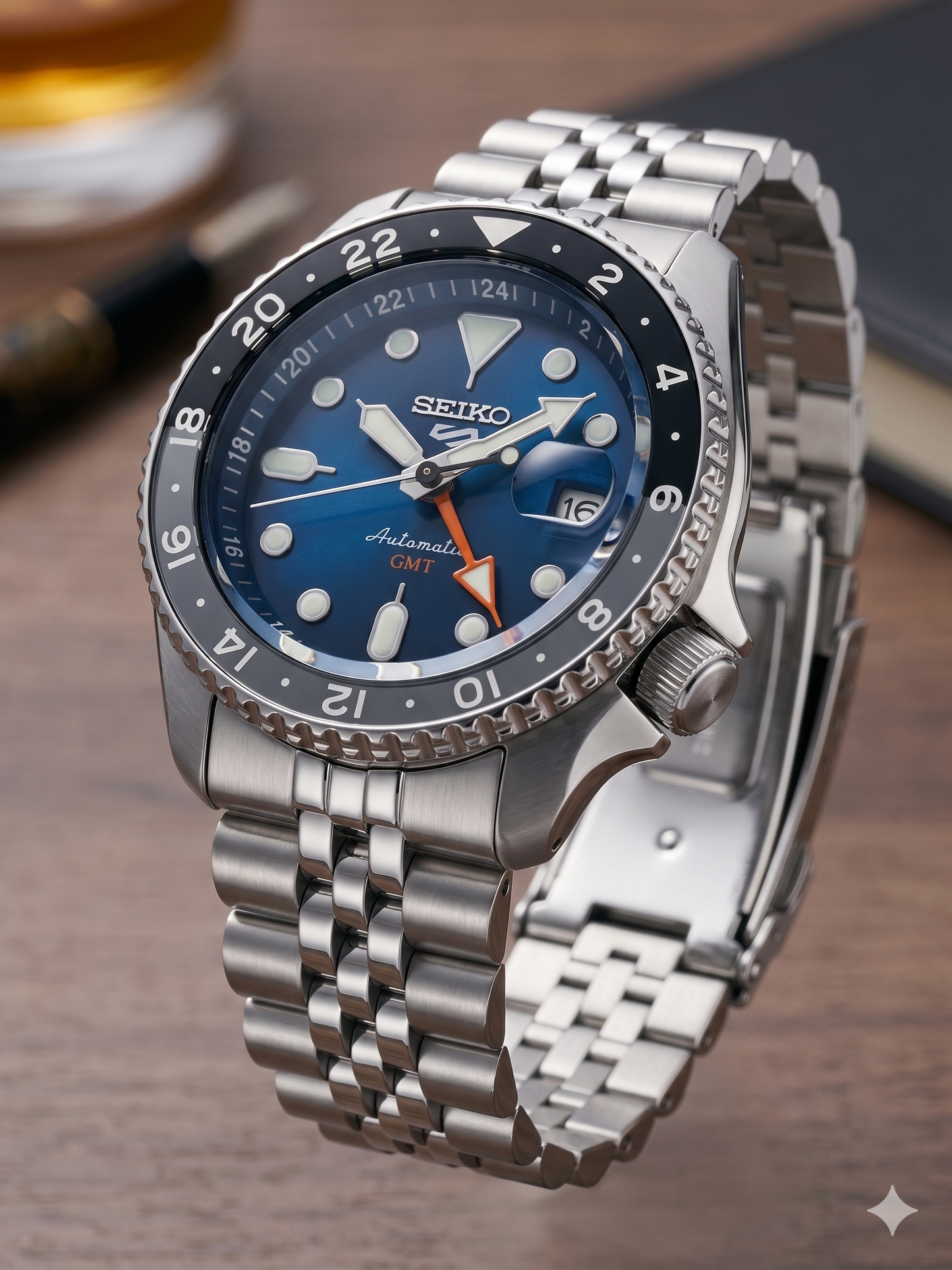 SEIKO 5 GMT VELOCITY BLUE SSK045K1 BLUE DIAL - MEN'S AUTOMATIC