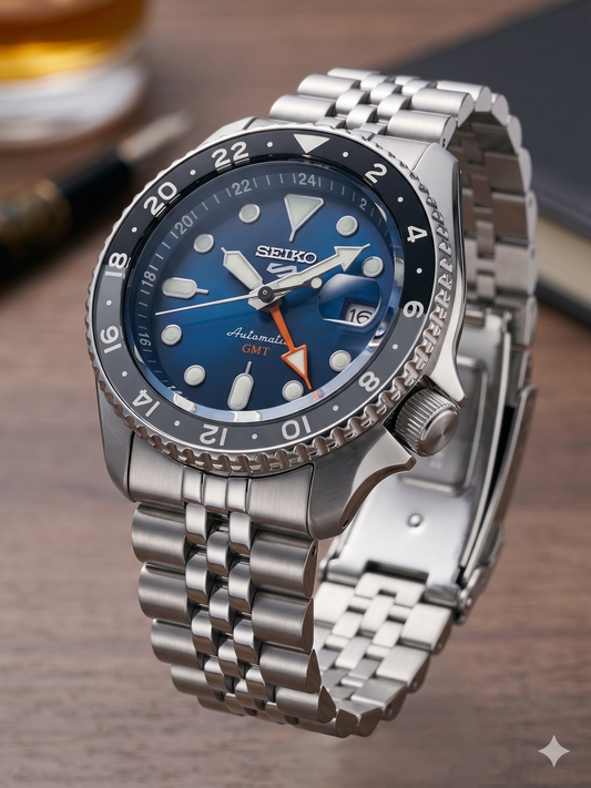 SEIKO 5 GMT VELOCITY BLUE SSK045K1 BLUE DIAL - MEN'S AUTOMATIC