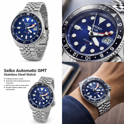 SEIKO 5 GMT BATMAN SSK003K1 BLUE DIAL - MEN'S AUTOMATIC