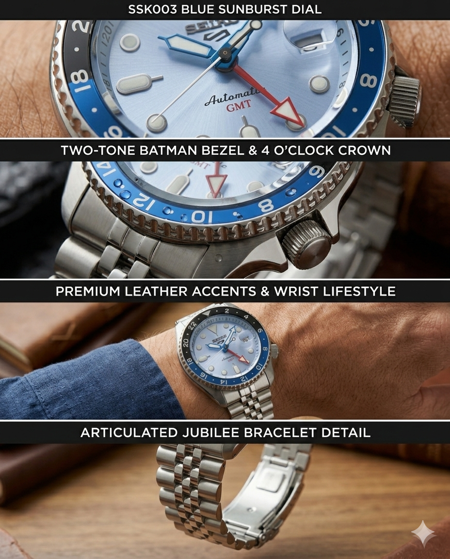 SEIKO 5 GMT BLUE ICE SSK029K1 BLUE DIAL - MEN'S AUTOMATIC
