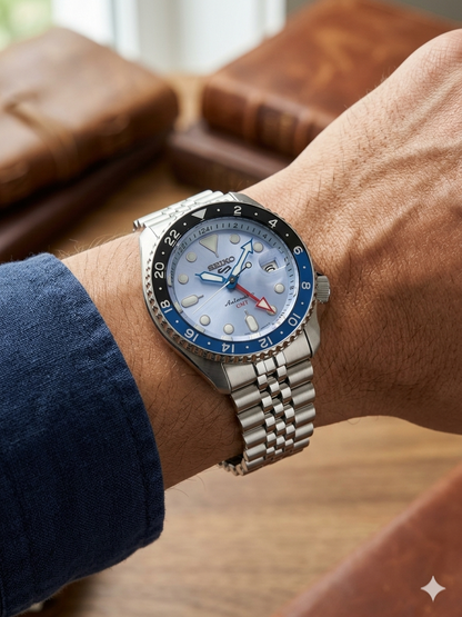 SEIKO 5 GMT BLUE ICE SSK029K1 BLUE DIAL - MEN'S AUTOMATIC