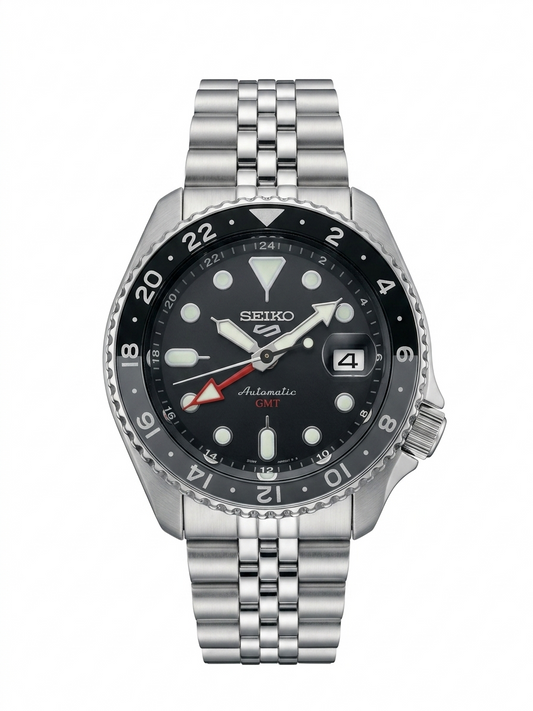 SEIKO 5 GMT BRUCE WAYNE SSK001K1 BLACK DIAL - MEN'S AUTOMATIC