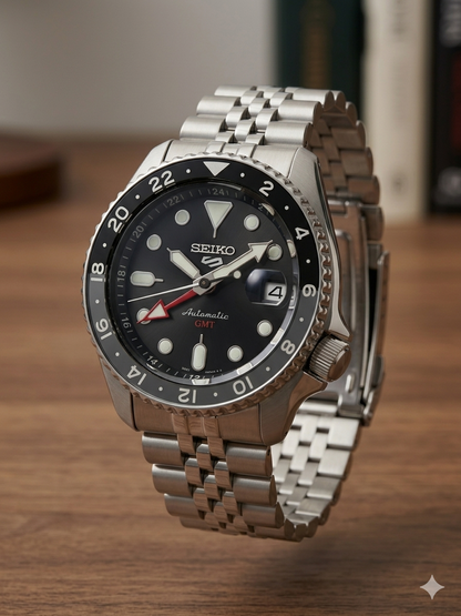 SEIKO 5 GMT BRUCE WAYNE SSK001K1 BLACK DIAL - MEN'S AUTOMATIC