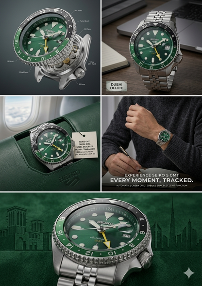 SEIKO 5 GMT SPRITE SSK035K1 GREEN DIAL - MEN'S AUTOMATIC