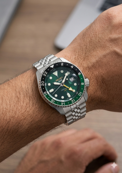 SEIKO 5 GMT SPRITE SSK035K1 GREEN DIAL - MEN'S AUTOMATIC