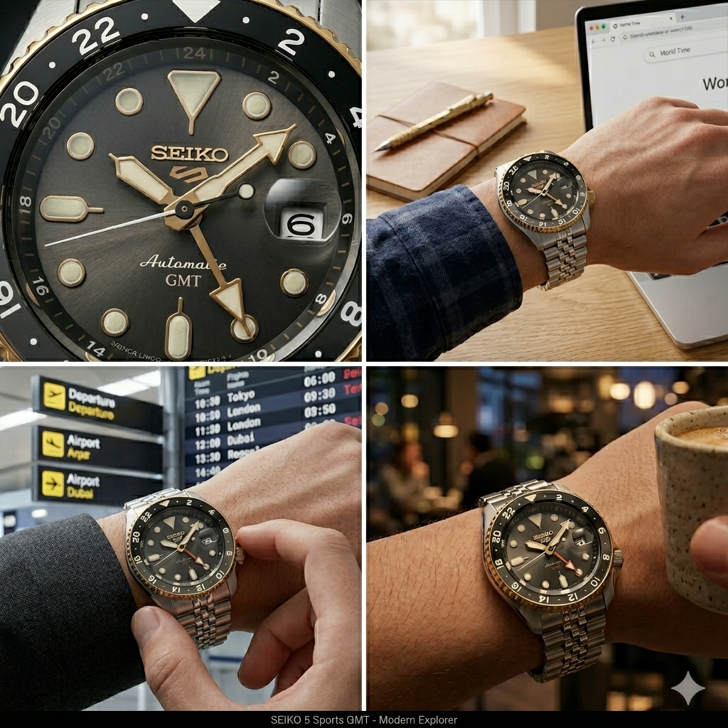 SEIKO 5 GMT CHARCOAL SSK021 GRAY DIAL - MEN'S AUTOMATIC