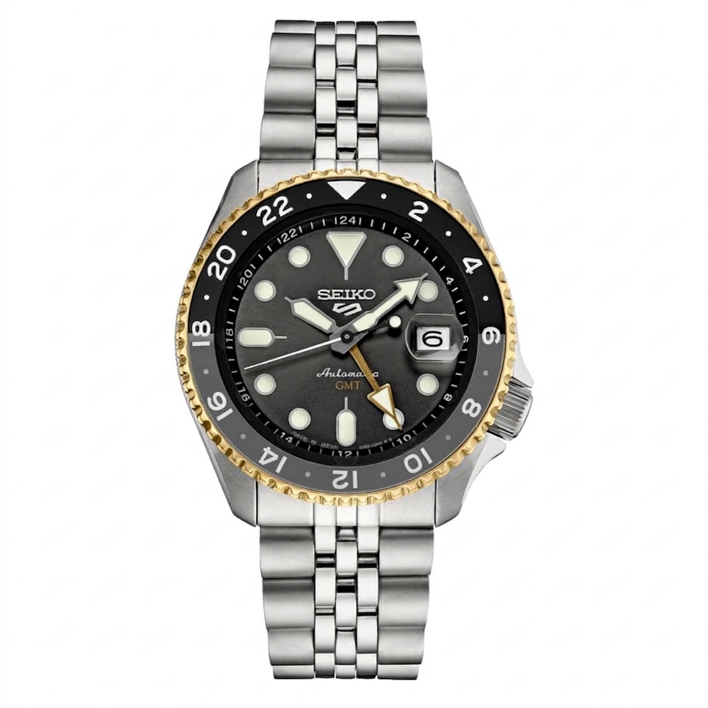 SEIKO 5 GMT CHARCOAL SSK021 GRAY DIAL - MEN'S AUTOMATIC