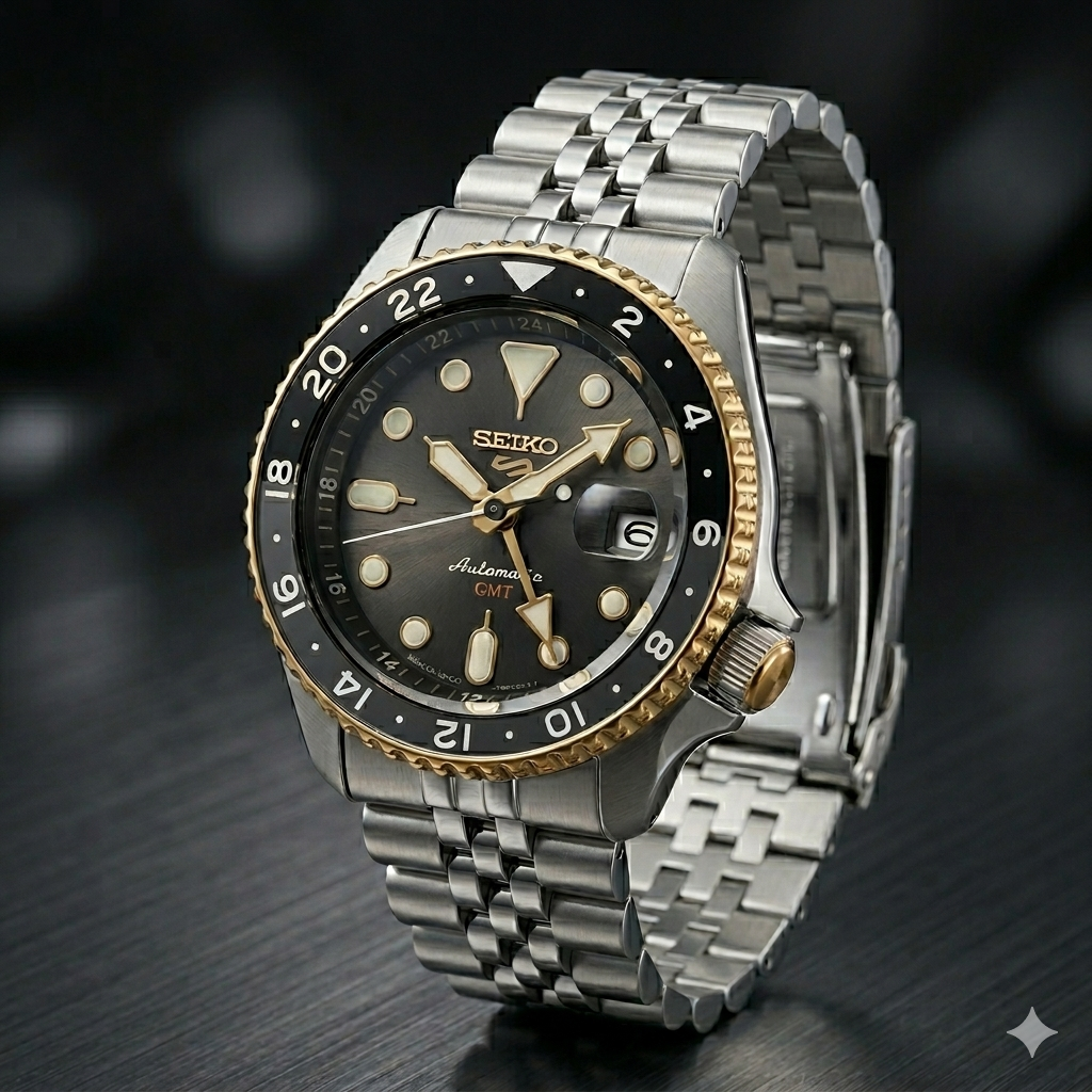 SEIKO 5 GMT CHARCOAL SSK021 GRAY DIAL - MEN'S AUTOMATIC