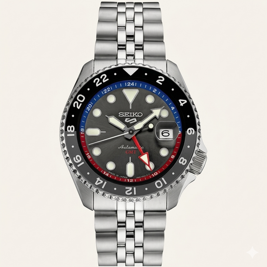 SEIKO 5 GMT U.S. SPECIAL CREATION SSK019 GRAY DIAL - MEN'S AUTOMATIC