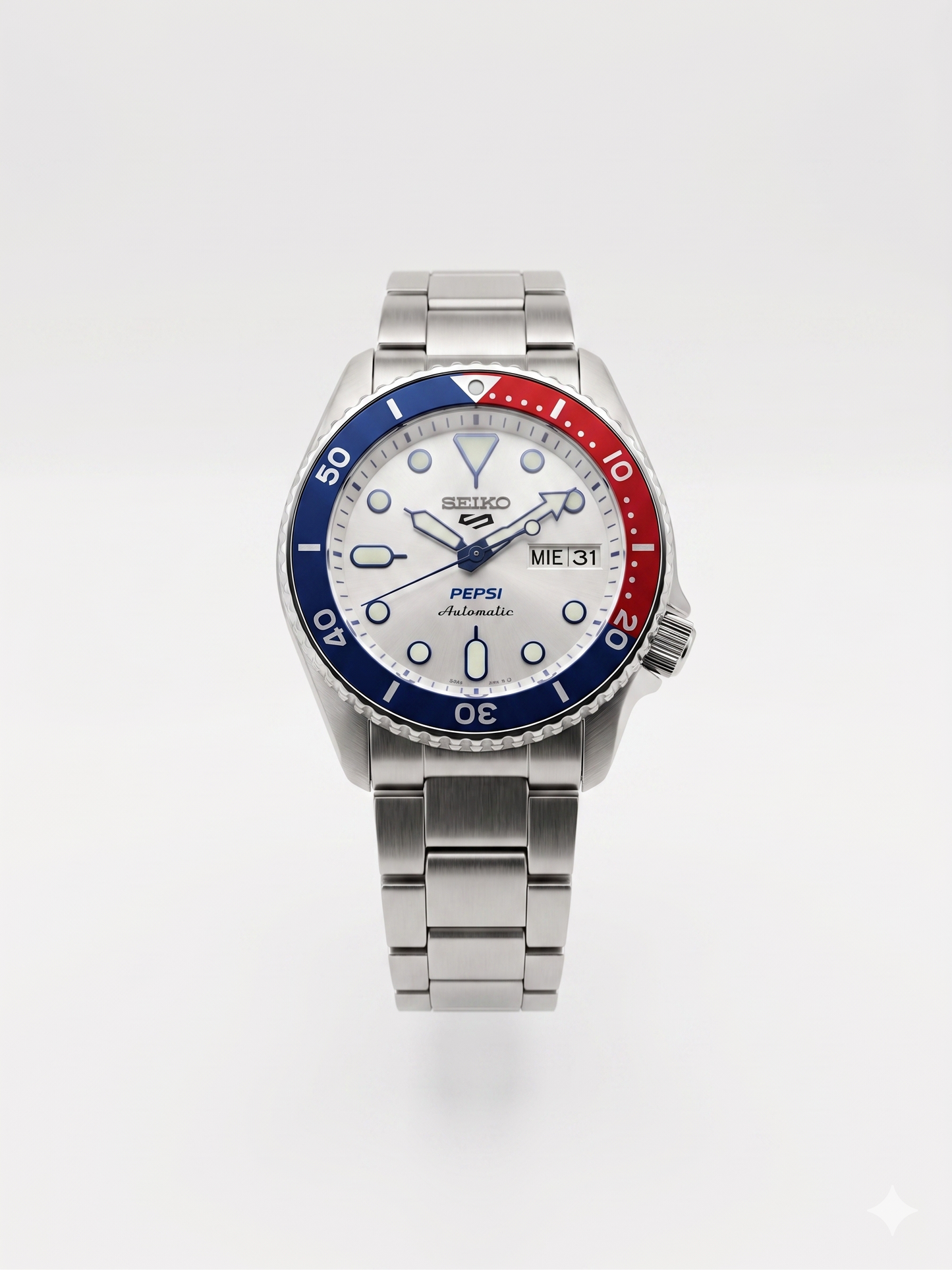 SEIKO WHITE PEPSI SRPL99K1 SILVER DIAL - MEN'S AUTOMATIC