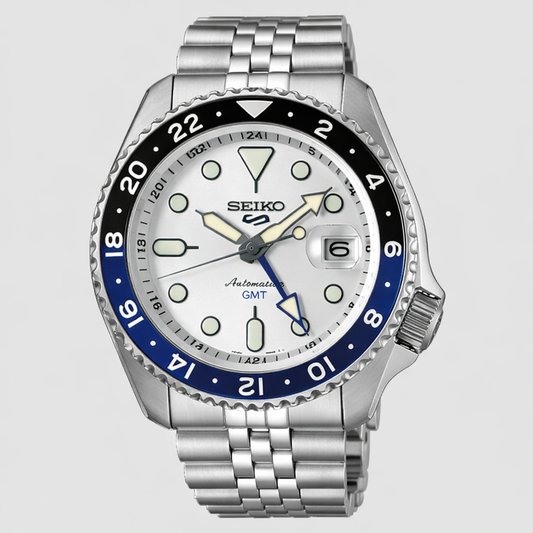 SEIKO 5 GMT WHITE BATMAN SSK033K1 WHITE DIAL - MEN'S AUTOMATIC