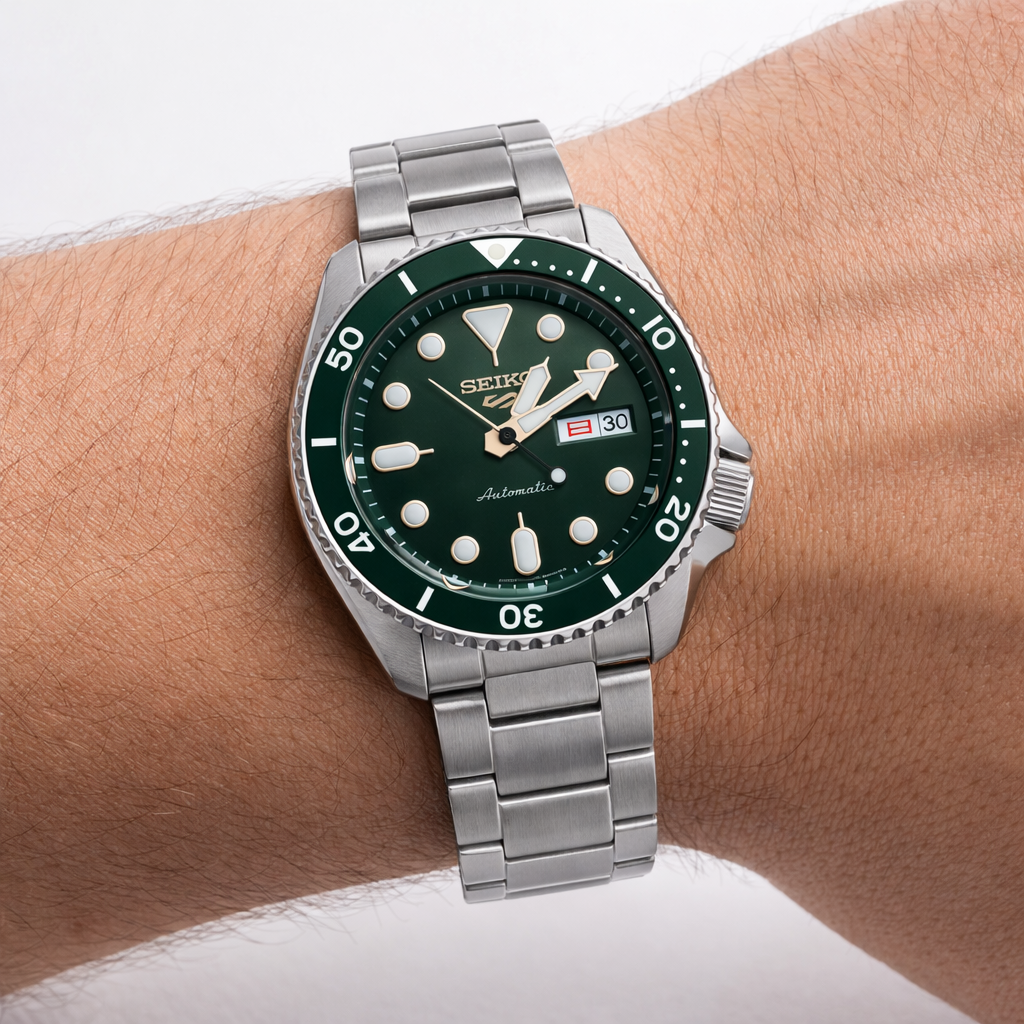 SEIKO 5 GMT SKX SERIES SRPD63K1 GREEN DIAL - MEN'S AUTOMATIC