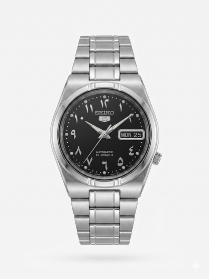 SEIKO 5 21 JEWELS ARABIC DIAL SNK063J5 BLACK DIAL - MEN'S AUTOMATIC